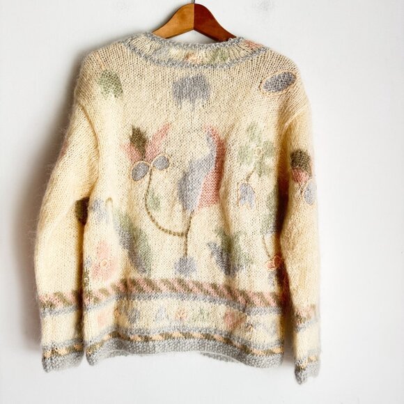 Liz Claiborne Wool Mohair Blend Pastel Floral Cardigan S - Picture 2 of 8